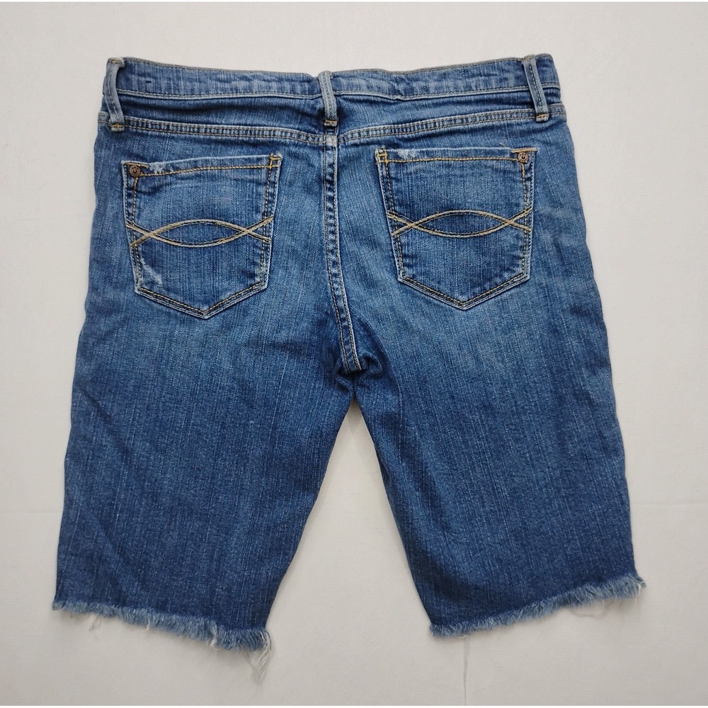 Abercrombie & Fitch Shorts Womens 4 Blue Denim Cut Off Bermuda low rise 10in - Picture 8 of 8